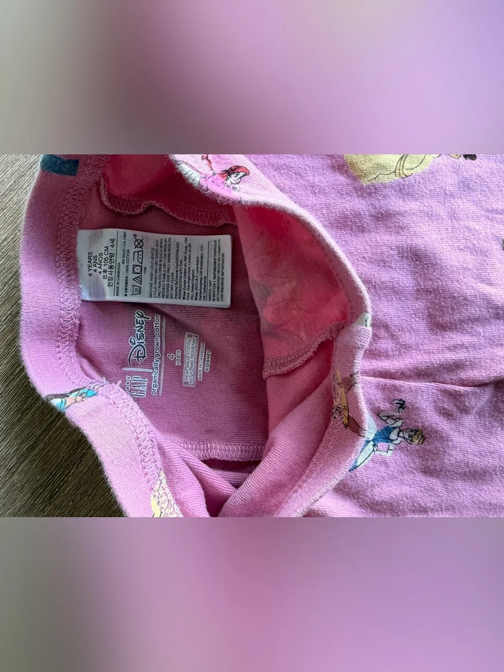 Baby Gap X Disney Princess Ling Sleeved Toddler Girl Pink Pajama Set 4T